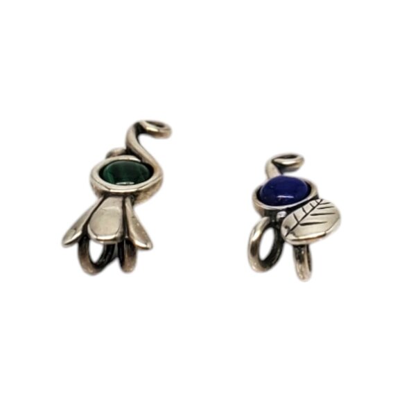 Set Of 2 Carolyn Pollack Sterling Silver Lapis Lazuli/Malachite Pendants #19695 - Picture 5 of 9